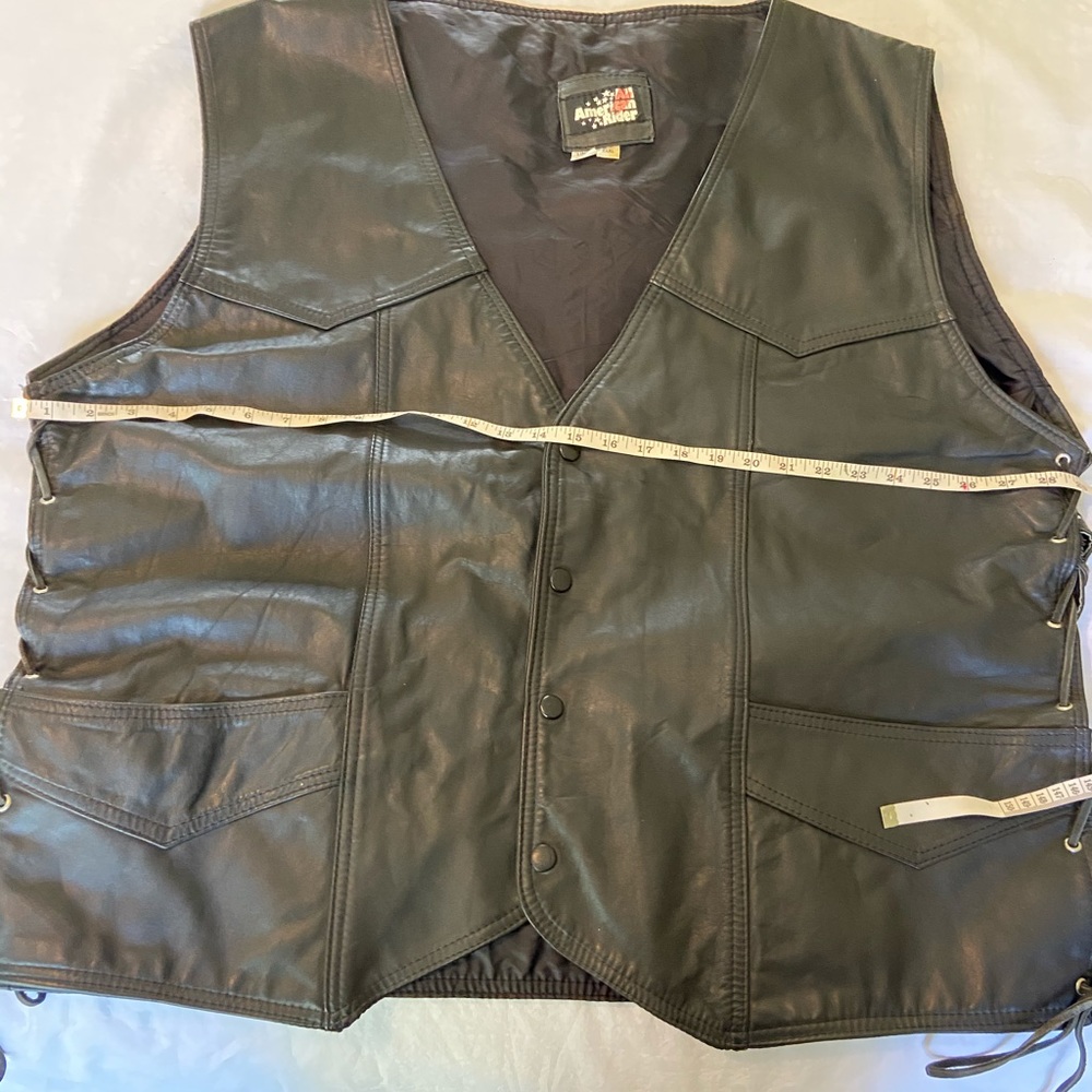 All American Black Leather Biker Vest